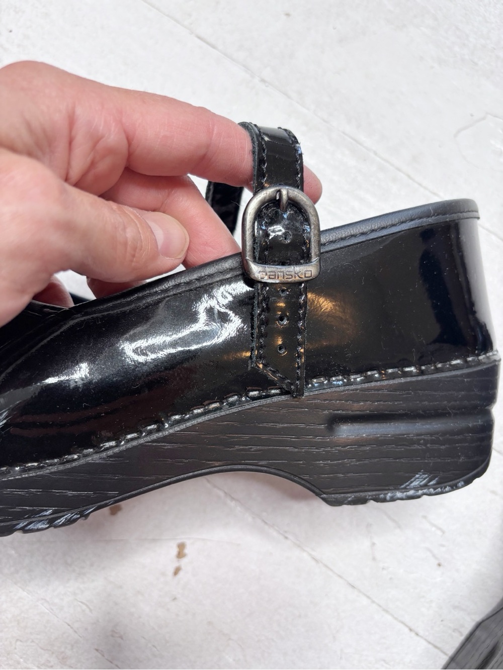 Dansko Marcelle Mary Jane Clogs Black Patent Leather Size 39 - Picture 5 of 11